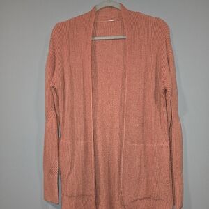Lululemon Cashlu Sweater Wrap Women's M / L Open Cardigan Coral EUC L2 Pockets